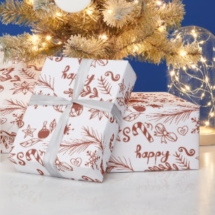 Christmas Red Pattern Happy Holiday  Wrapping Paper