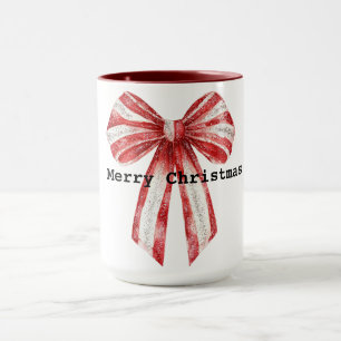 Christmas Red Peppermint White Bows  Mug