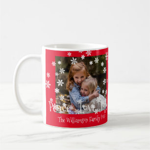 Christmas Red Photo White Snowflake Year Family Coffee Mug
