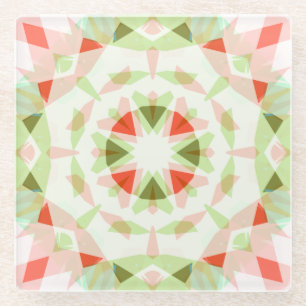 Christmas Red Pink Green Star Boho Dopamine Decor Glass Coaster