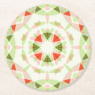 Christmas Red Pink Green Star Party Celebration Round Paper Coaster