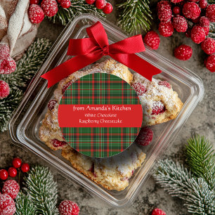Christmas, Red Plaid, Custom, Holiday Stickers