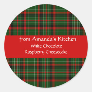Christmas, Red Plaid, Custom, Holiday Stickers