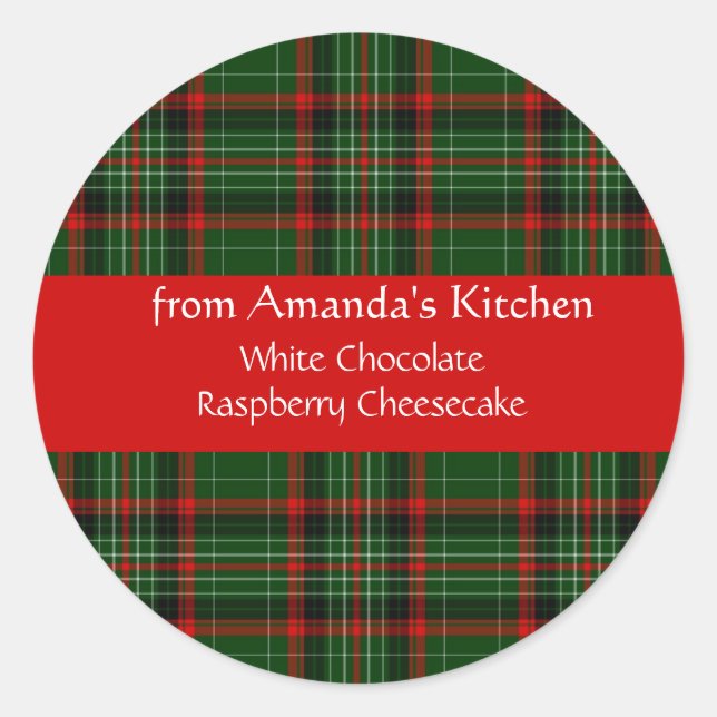 Christmas, Red Plaid, Custom, Holiday Stickers (Front)