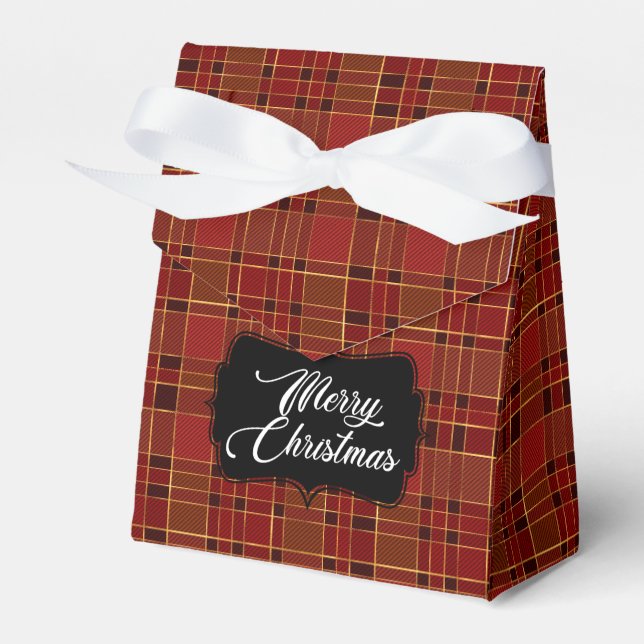 Christmas Red Plaid Favour Box (Front Side)