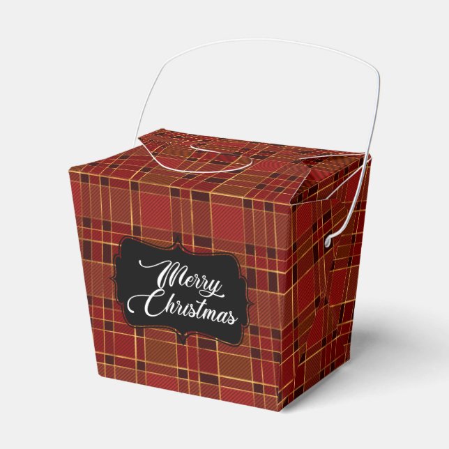 Christmas Red Plaid Favour Box (Front Side)