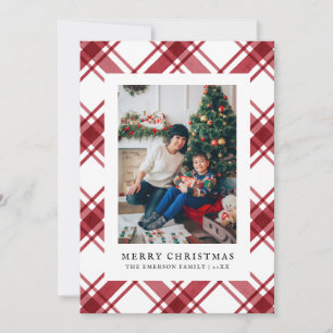 Christmas Red Plaid Flat Holiday Card
