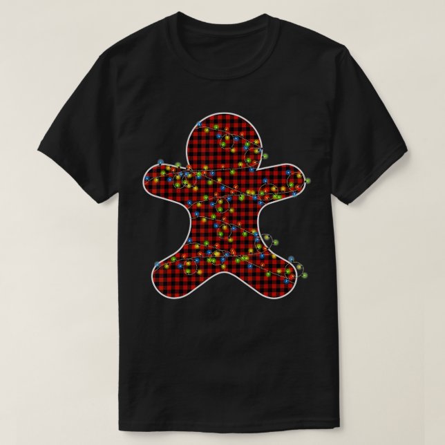 Christmas Red plaid Gingerbread man  T-Shirt (Design Front)