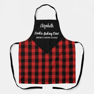 Christmas Red Plaid Holiday Baking Crew Apron