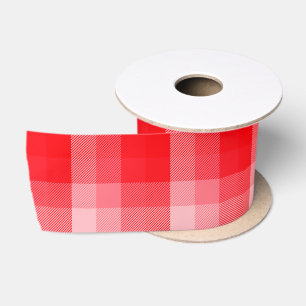 Christmas Red Plaid Holiday Diagonal Stripes Satin Ribbon