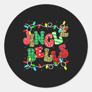 Christmas Red Plaid Jingle Bells Christmas Family  Classic Round Sticker