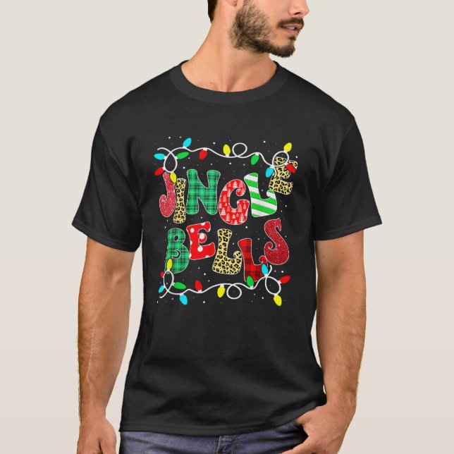 Christmas Red Plaid Jingle Bells Christmas Family  T-Shirt (Front)