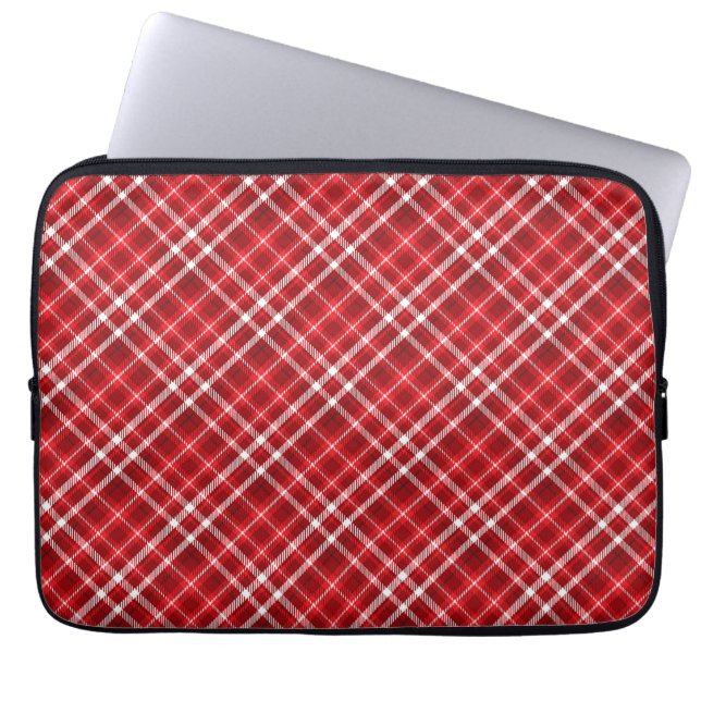 Christmas Red Plaid Pattern Design-62667 Laptop Sleeve (Front)