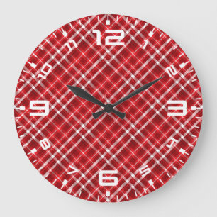 Christmas Red Plaid Pattern Design-62667 Large Clock