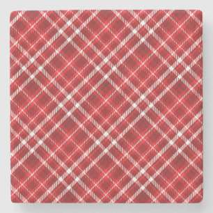 Christmas Red Plaid Pattern Design-62667 Stone Coaster