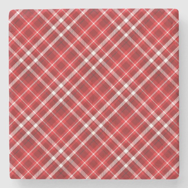 Christmas Red Plaid Pattern Design-62667 Stone Coaster (Front)