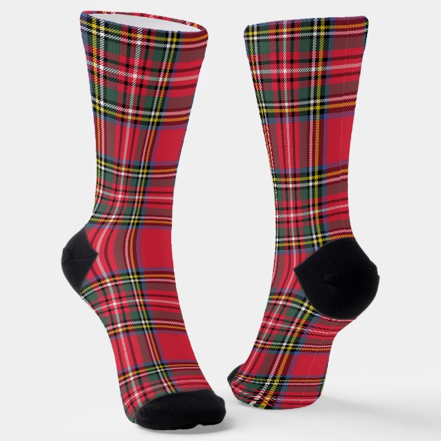 Christmas Red Plaid Socks (Angled)
