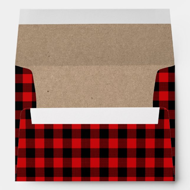 Christmas Red Plaid Tartan Kraft Envelope (Back (Bottom))