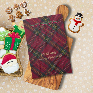 Christmas Red Plaid  Tea Towel