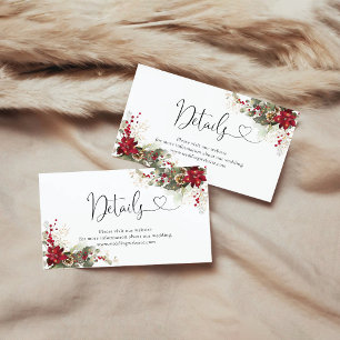 Christmas Red Poinsettia Baby Shower Details Enclosure Card