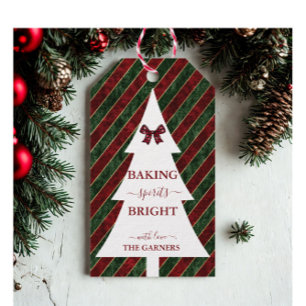 Christmas Red Poinsettia Baking Spirits Gift Tags