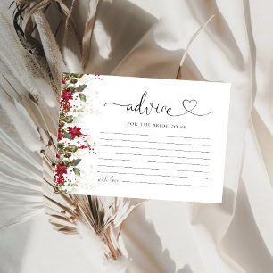 Christmas Red Poinsettia Bridal Shower Advice Card