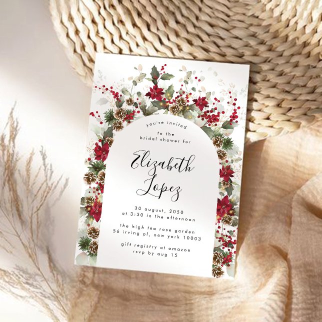 Christmas Red Poinsettia Bridal shower Invitation (Creator Uploaded)