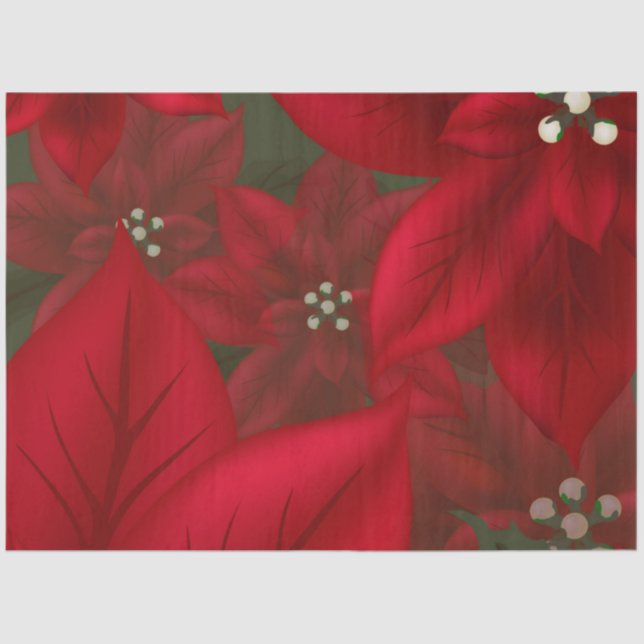 Christmas Red Poinsettia Decoupage Tissue Paper (Front)