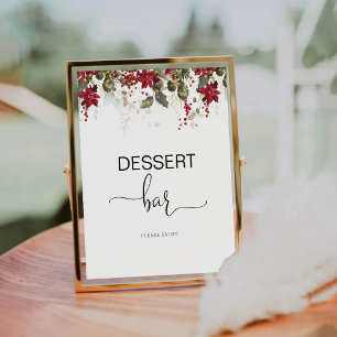 Christmas Red Poinsettia Dessert Bar Sign