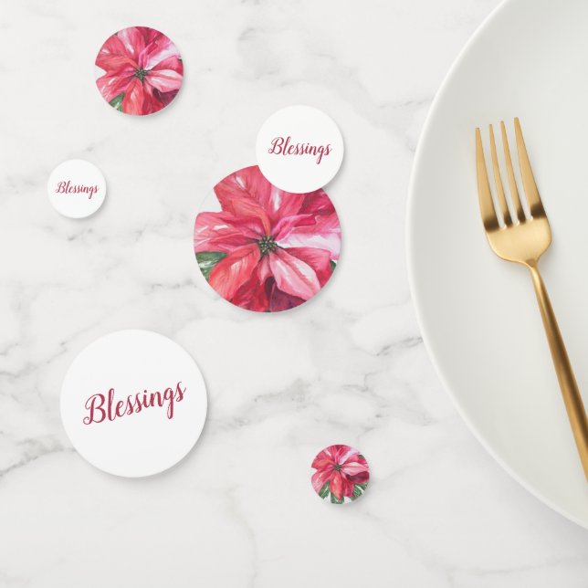 CHRISTMAS RED POINSETTIA FLOWER TABLE CONFETTI (Group)