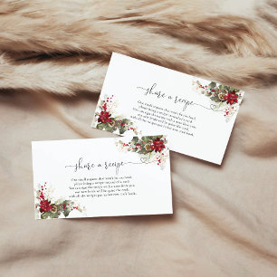 Christmas Red Poinsettia Recipe Request Enclosure  Card