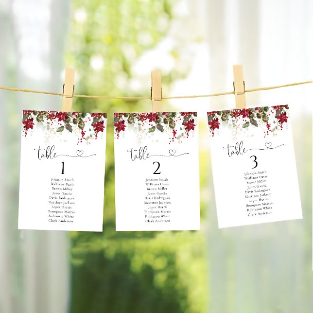 Christmas Red Poinsettia Table Seating Chart (Creator Uploaded)