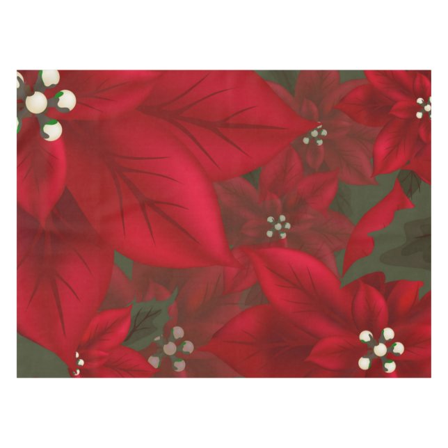 Christmas Red Poinsettia Tablecloth (Front (Horizontal))