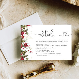 Christmas Red Poinsettia  Wedding Details Enclosure Card