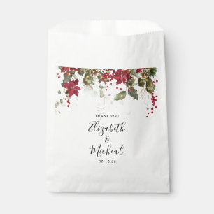Christmas Red Poinsettia Wedding Favour Bags