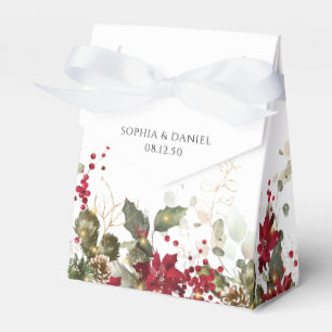 Christmas Red Poinsettia Wedding Favour Box