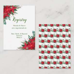 Christmas Red Poinsettia Wedding Registry Enclosure Card