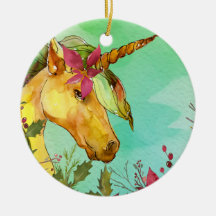 Christmas Red Poinsettias Magical Golden Unicorn