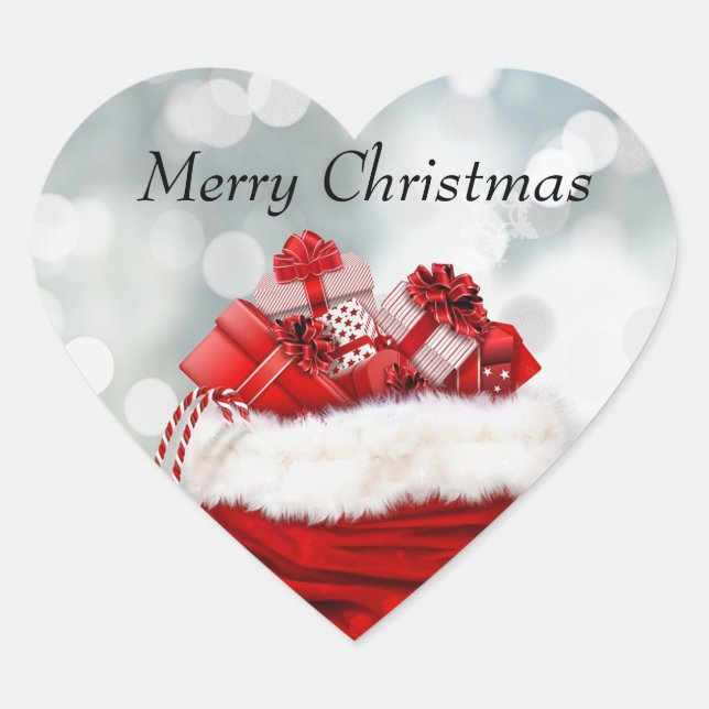 Christmas Red Present Heart Sticker (Front)