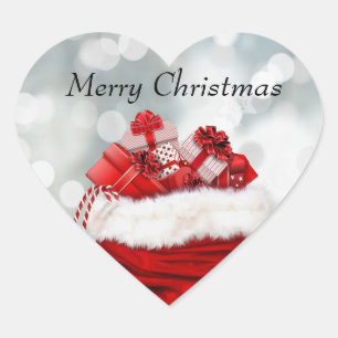Christmas Red Present Heart Sticker