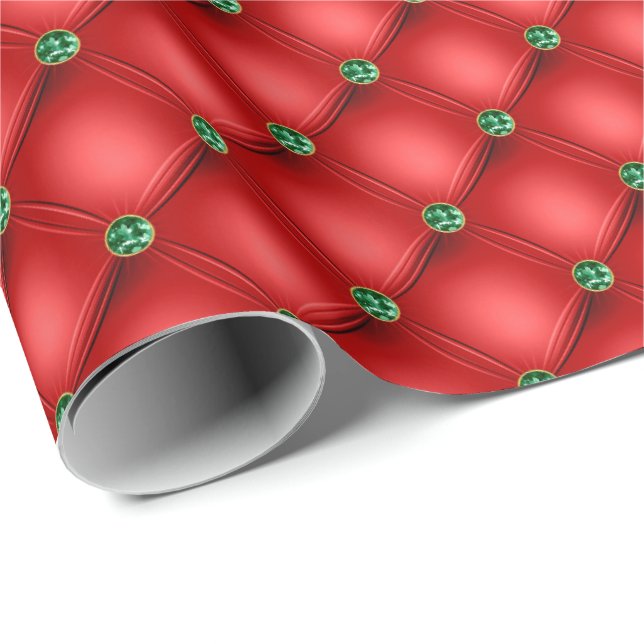 Christmas Red Puffy Quilted Wrapping Paper (Roll Corner)