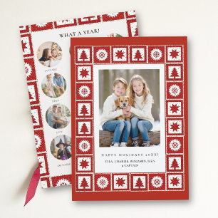 Christmas Red Quilt Year in Review Family Photos Holiday Card