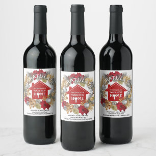 CHRISTMAS Red Real Estate Client New Home Wine Label