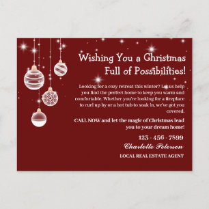Christmas  Red Real Estate Marketing Farming  Holiday Postcard