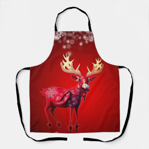 Christmas Red Reindeer Winter Holidays Apron