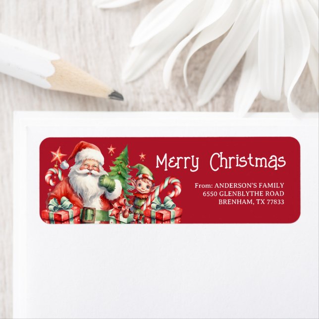 Christmas Red Return Address Label (Insitu)