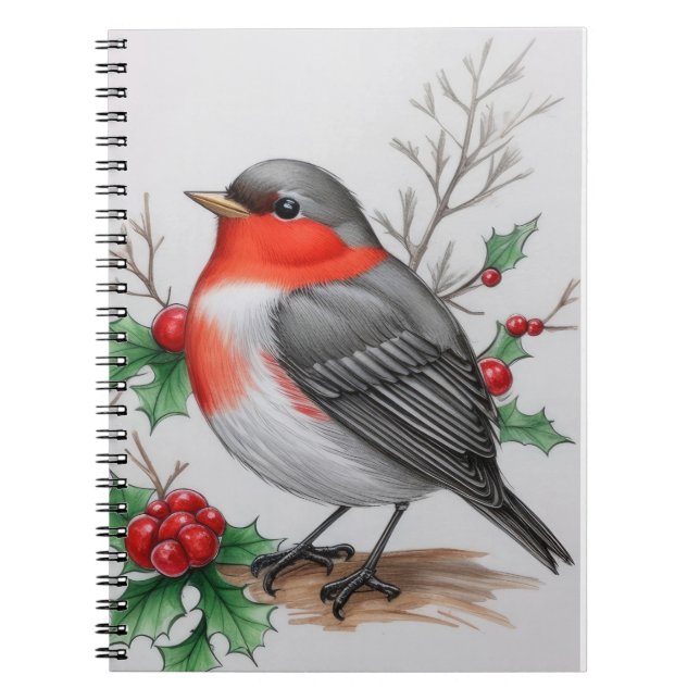 Christmas Red Robin Bird Notebook (Front)