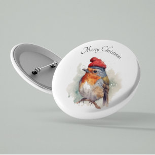 Christmas Red Robin, customisable 6 Cm Round Badge