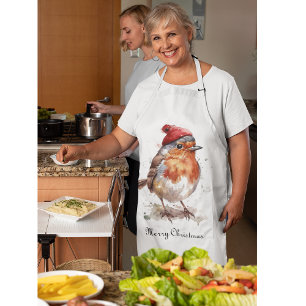 Christmas Red Robin, customisable Apron