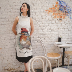 Christmas Red Robin, customisable Apron